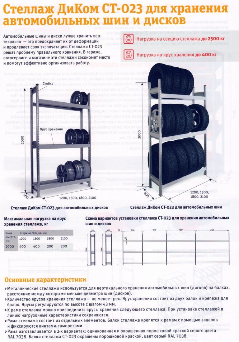 Стеллаж для колес чертеж